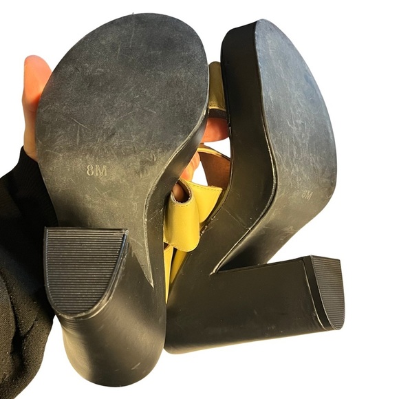 Jeffrey Campbell x Free People Butter Yellow Leather Boho Tie Platform Heels 8 - Picture 9 of 15